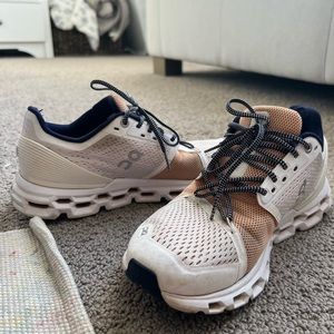 On cloud stratus running shoes-almond